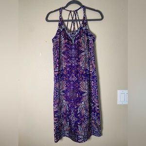Athleta womens purple graphic print dress with adjustable straps
